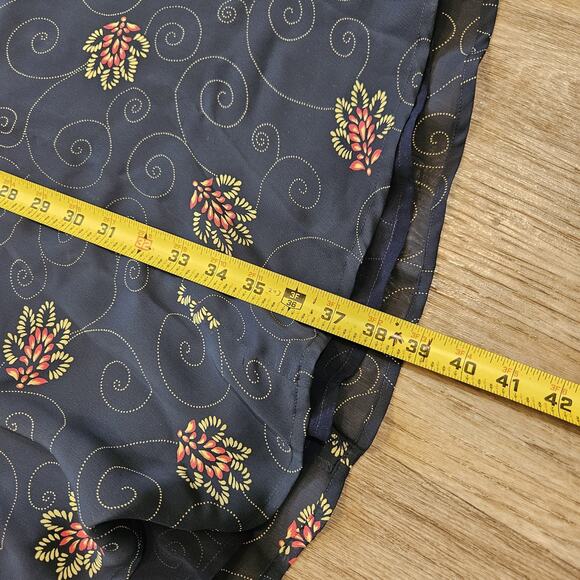 Vtg Amanda Smith Floral Midi Skirt Womens 2X Navy Boho Peasant Prairie Cottage - Picture 7 of 7